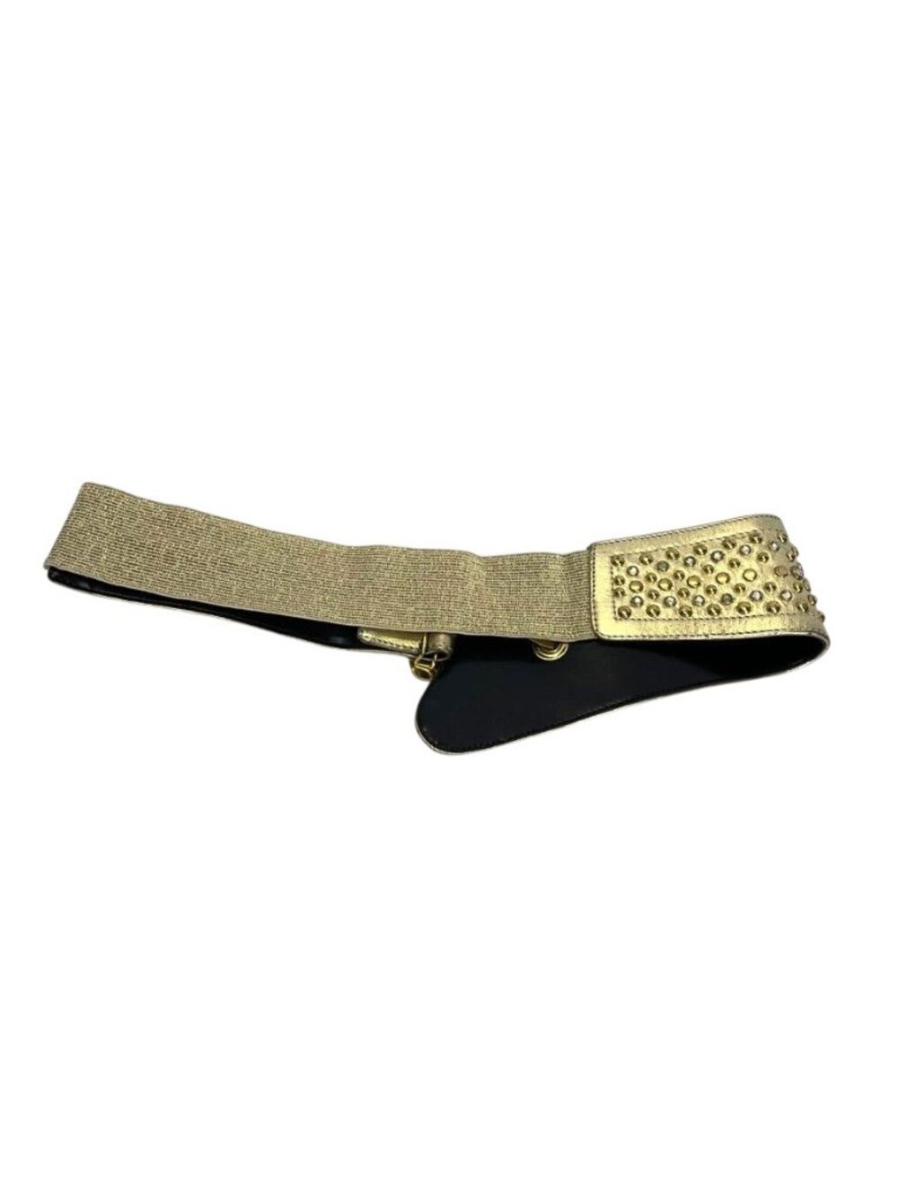 Ravid Artistic Gold Stretch Rhinestone Wide Belt Hammered Buckle 90s - Picture 3 of 9